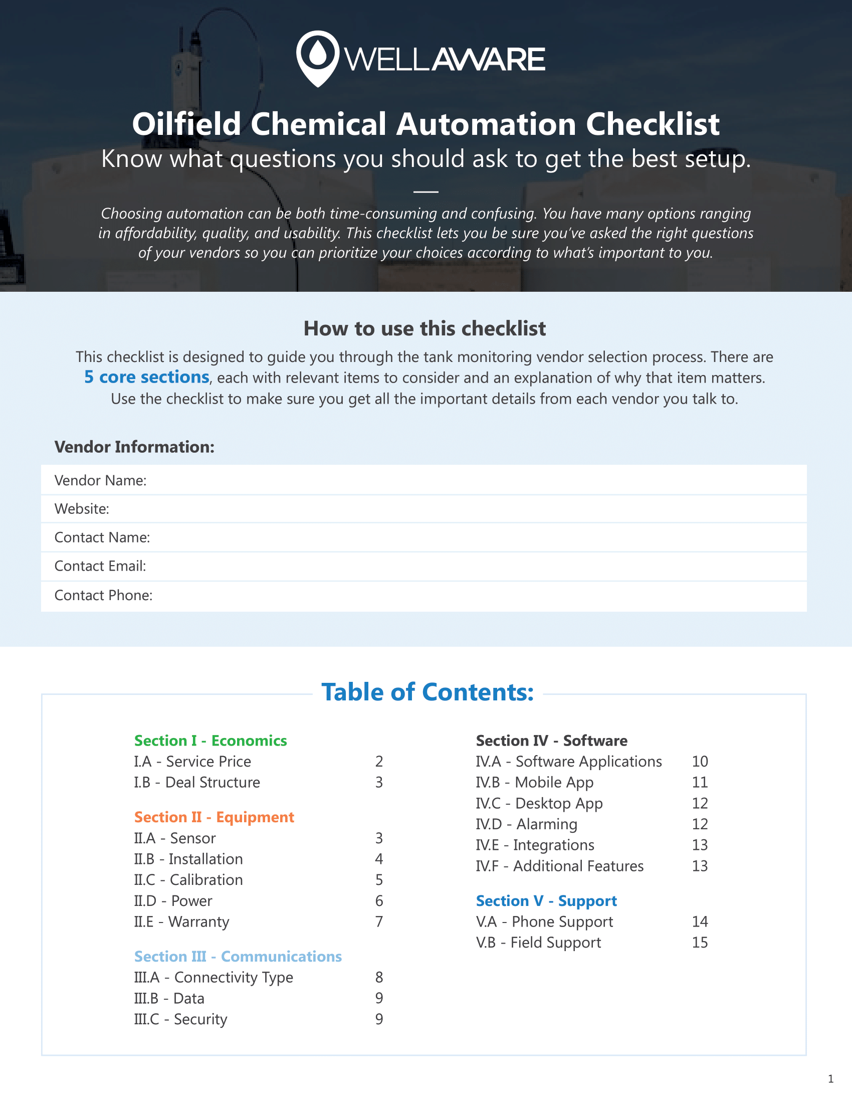 Checklist - Choose the best chemical automation partner